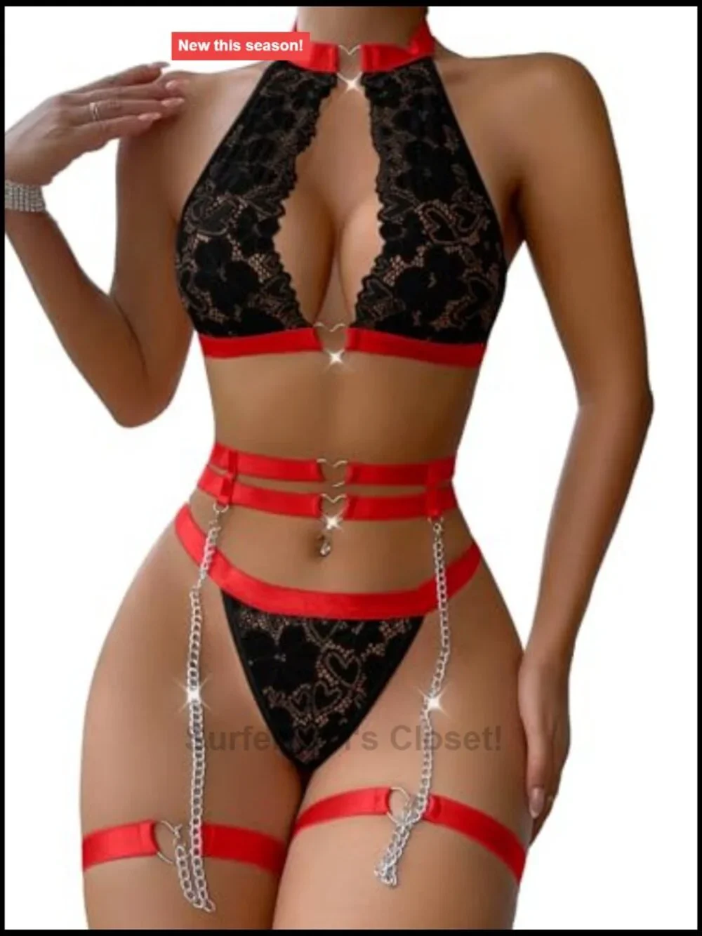 Sexy Lingerie Set 3 Piece Halter Outfit
